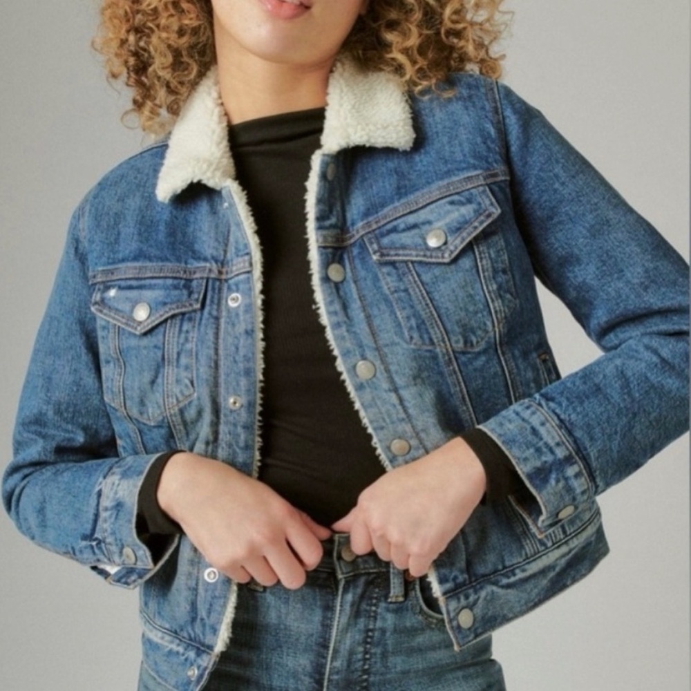 Lucky Brand Denim Sherpa-Lined Trucker Jacket 2x